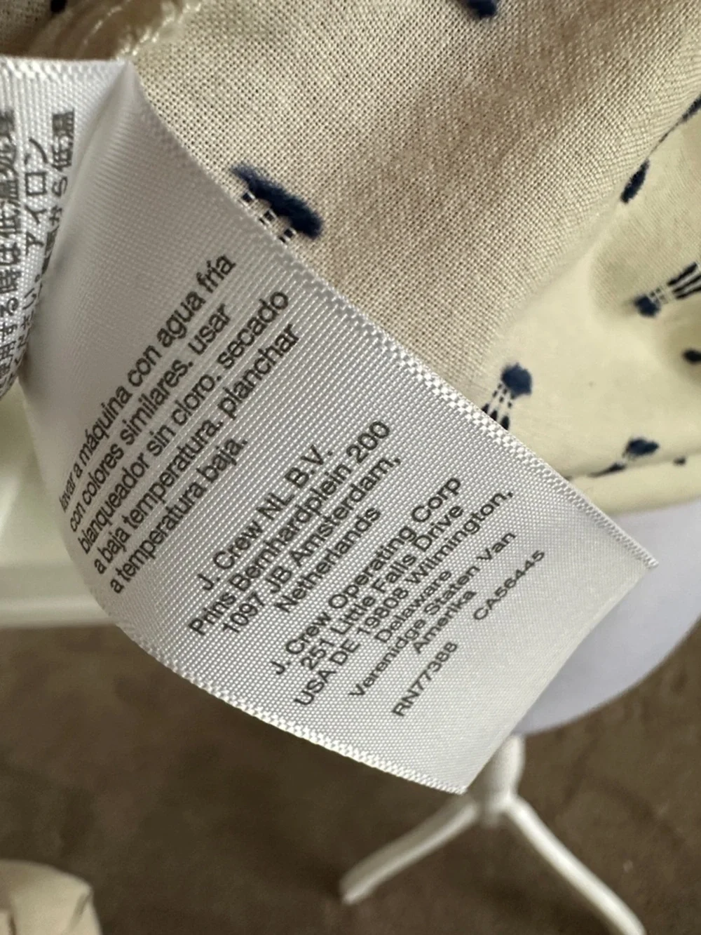 Madewell Cream Blouse with Black Smocked V-Neck